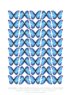 Borboleta Azul em Tecido - 40 unidades