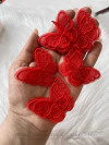 Borboleta de Renda Bordada vermelho dupla o par
