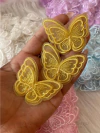 Borboleta de Renda Bordada Amarelo bebê dupla o par