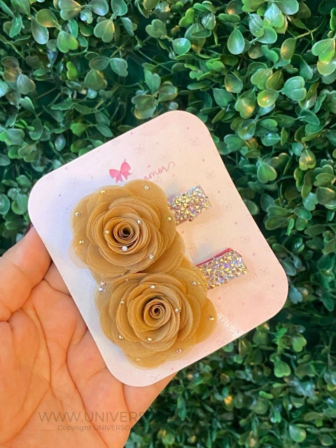 PARZINHO DE FLOR DE VOIL DOURADO - comprar online