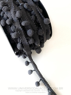 Fita Pompom com Franja 10mm para Acabamento Chumbo - Metro