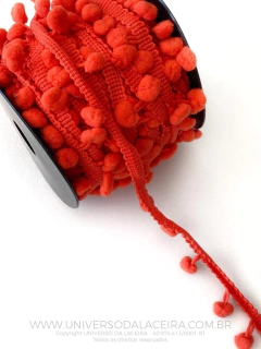 Fita Pompom com Franja 10mm para Acabamento Vermelho Tomate - Metro