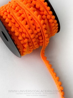 Fita Pompom 10mm para Acabamento Laranja Neon - Metro