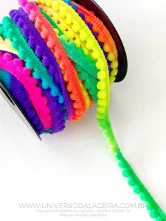 Fita Pompom 10mm para Acabamento Tons Neon Escuro - Metro