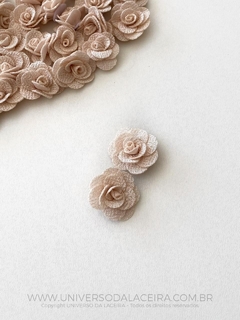 Aplique Flor de Tecido Creme 3cm à unidade