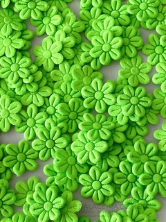 Flor de Tecido Verde Neon 1cm - 20 Unidades