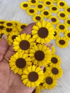 Aplique Girassol em Feltro - 4cm - Pacote com 10 Unidades