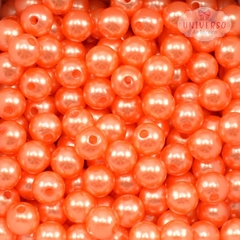 PÉROLA TAMANHO 8MM LARANJA COM FURO COM 30 GRAMAS