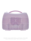 Caixa Organizadora Maleta 25cm x 22cm com 12 Divisórias - Rosa Bebê