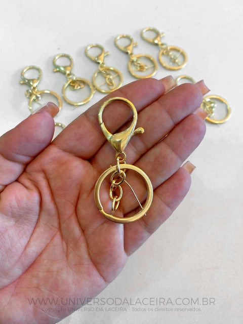 Chaveiro com Fecho Mosquetão - Dourado Ouro