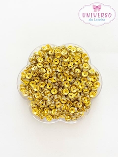 RONDELA STRASS ALUMÍNIO DOURADA COM CRISTAL 6 E 8MM 10 GRAMAS