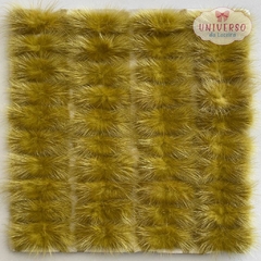 POMPOM BIGODINHO DE PELUCIA MOSTARDA 7X3CM A À UNIDADE