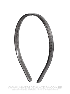 Tiara de Glitter Preta com Dente 10mm - Em Plástico - Unidade