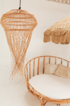 LUMINÁRIA ÁGUA VIVA EM FIBRA NATURAL - comprar online