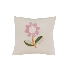 Almofada Bordada em Tricot - Flor - loja online