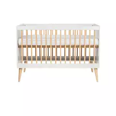 Imagem do Berço Americano de Bebê 2 em 1 Linha Retrô Branco com Carvalho