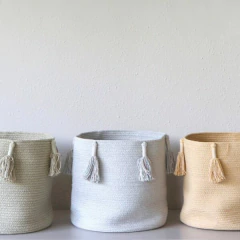 Cesto Woody Pearl Blue 30 x 30 x 30 cm - Lorena Canals na internet