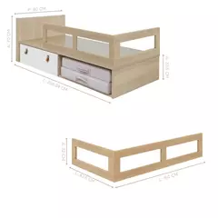 Cama com Gaveta Proteção Lateral e Cabeceira porta Livros Linha Join