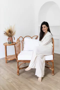 mesa de cabeceira criado mudo fibra natural rattan vime