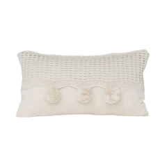 Almofada de Cabeceira em Tricot Detalhe Croche com Pompom 53x30cm na internet