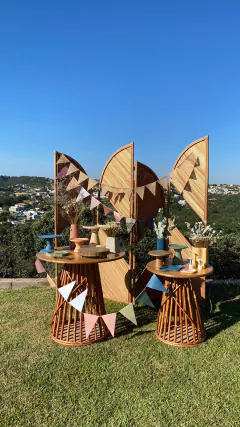 Biombo flor em rattan - 4 folhas - comprar online