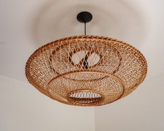 LUMINÁRIA DE VIME MODELO DISCO TENDENCIA BOHO DECOR