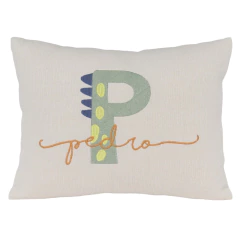 Almofada borda em Tricot Dino com Inicial Personalizada na internet