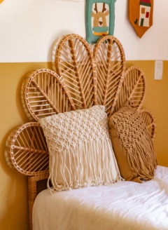 cabeceira flor fibra natural vime rattan casa cahaya