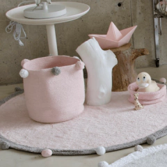 CESTA BUBBLY ROSA 30 X 30 X 30 cm - CASA CAHAYA - Produção de móveis artesanais e sustentáveis em fibra natural
