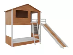 Imagem do Beliche Montessori Açaí com Casinha com escorregador