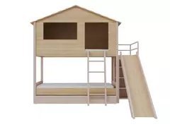 Beliche Açaí com Casinha com Escorregador e Cama Auxiliar - CASA CAHAYA - Produção de móveis artesanais e sustentáveis em fibra natural