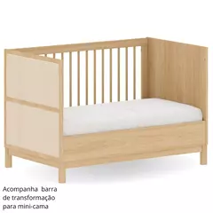 Berço 3 em 1 Evolutivo com Palinha Linha Indy Carvalho Malva - CASA CAHAYA - Produção de móveis artesanais e sustentáveis em fibra natural
