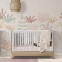 Berço de Bebê Americano Petit em MDF – Branco com Carvalho Malva - comprar online