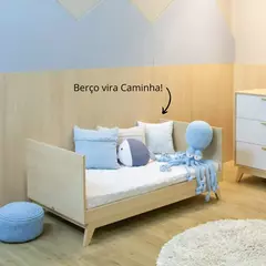Berço de Bebê Americano Petit em MDF – Branco com Carvalho Malva - CASA CAHAYA - Produção de móveis artesanais e sustentáveis em fibra natural