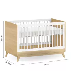 Berço de Bebê Americano Petit em MDF – Branco com Carvalho Malva - comprar online