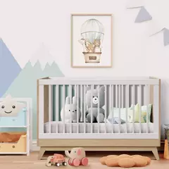 Berço de Bebê Americano Petit em MDF – Branco com Carvalho Malva na internet