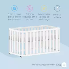 Berço Evolutivo 3 em 1 Branco Fosco Linha Loop - comprar online