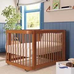 Berço Evolutivo de Madeira cor Nogueira Linha Cromo - CASA CAHAYA - Produção de móveis artesanais e sustentáveis em fibra natural