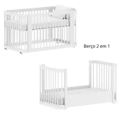Berço Evolutivo Mdf Branco Fosco 2 em 1 ou 3 em 1 Linha Evolutivo Quater - comprar online