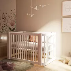 Berço Evolutivo Mdf Branco Fosco 2 em 1 ou 3 em 1 Linha Evolutivo Quater - CASA CAHAYA - Produção de móveis artesanais e sustentáveis em fibra natural