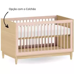Berço Rosa 2 em 1 Linha Tomi Rosa com Carvalho Malva - comprar online