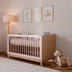 Berço Rosa 2 em 1 Linha Tomi Rosa com Carvalho Malva - CASA CAHAYA - Produção de móveis artesanais e sustentáveis em fibra natural