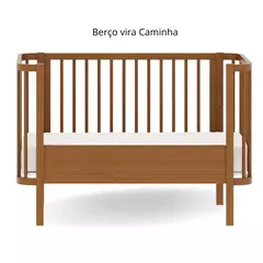 Berço vira Caminha de Madeira 2 em 1 Nogueira Linha Kurve - CASA CAHAYA - Produção de móveis artesanais e sustentáveis em fibra natural