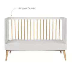 Berço Americano de Bebê 2 em 1 Linha Retrô Branco com Carvalho