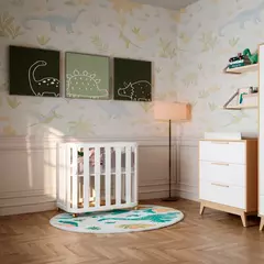 Imagem do Mini Berço com Colchão MDF Loop Branco Fosco