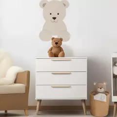 Imagem do Cômoda para Quarto Infantil Quater Linha Retrô 3 gavetas Branco com Carvalho