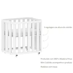 Mini Berço com Colchão MDF Loop Branco Fosco - loja online