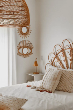 cabeceira petala  fibra natural vime rattan casa cahaya