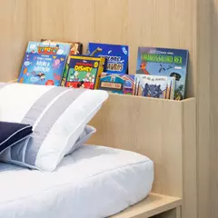 Cama Infantil com Gavetões e Cabeceira Porta Livros Linha Join