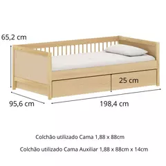 Bicama Infantil Paglia em MDF com Cabeceiras em Rattan – Carvalho Malva, Pés em Madeira - loja online